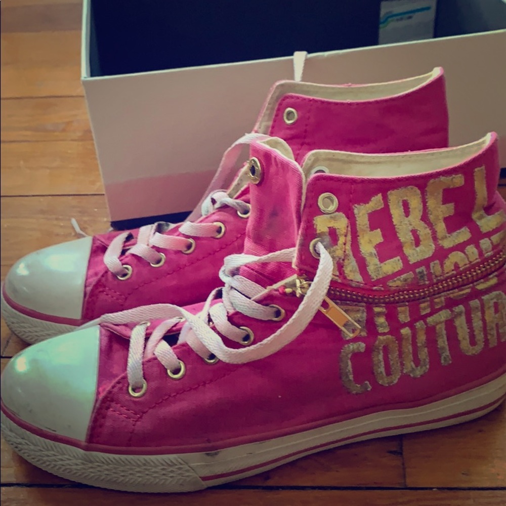 Pink high top sneakers